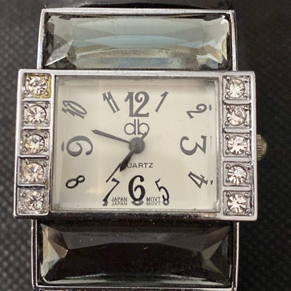 db Quartz Silver with Black acrylic bracelet watch